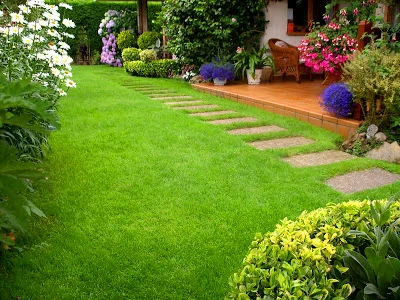 jardín con césped natural